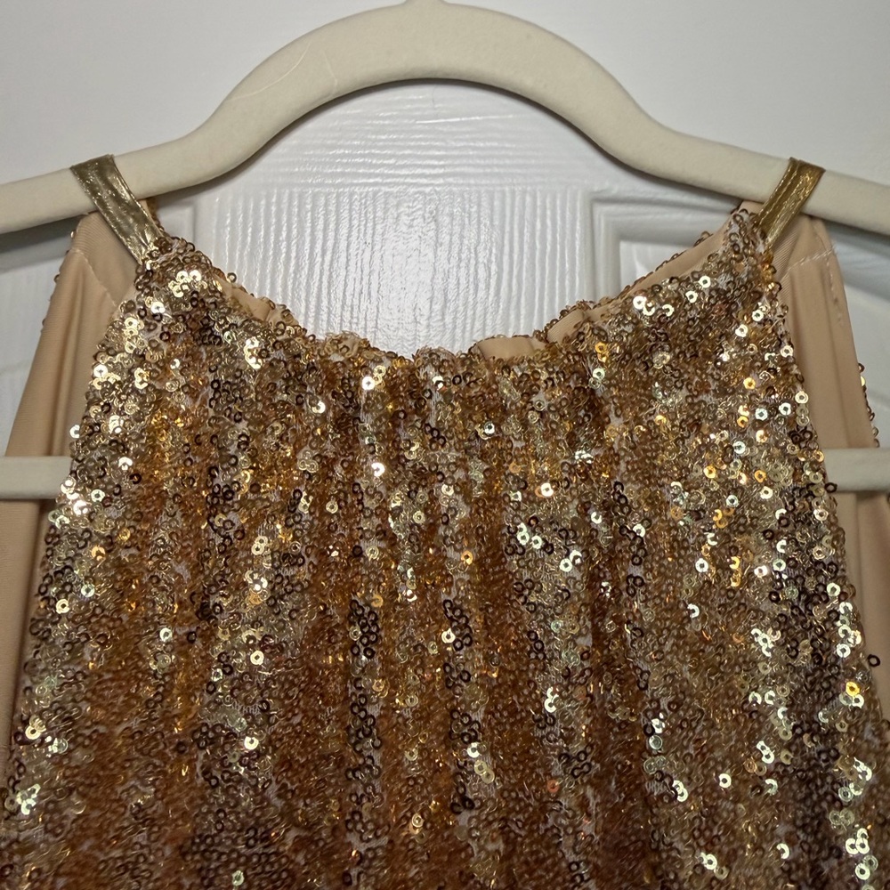 Gold Sequin Halter Dress - Picture 3 of 4